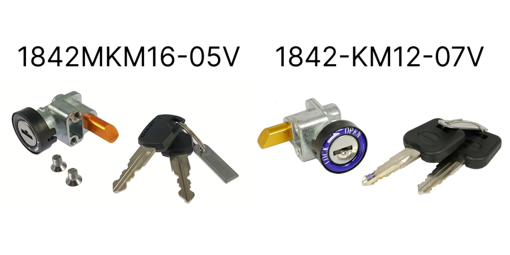 Difference between Giant cylinder locks: 1842MKM16-05V and 1842-KM12-07V