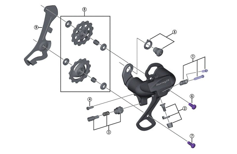 Przerzutka tylna Shimano Tourney RD-TX800 7/8rz SGS