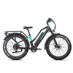 Rower elektryczny JOBOBIKE Robin Pro rama z niskim przekrokiem czarno-turkusowy